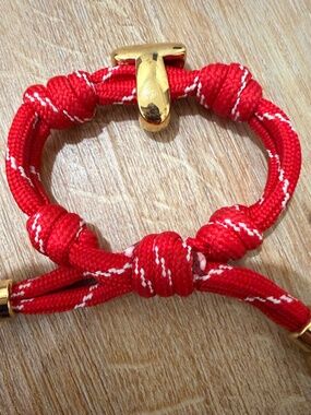 Red Paracord Bracelet with Knotty "T" initial